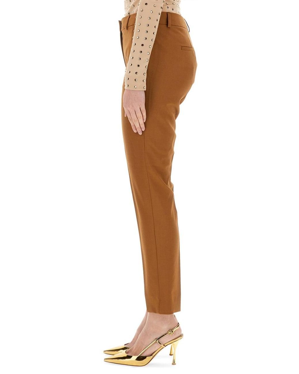 Max Mara Brown Trousers Moretto Wool