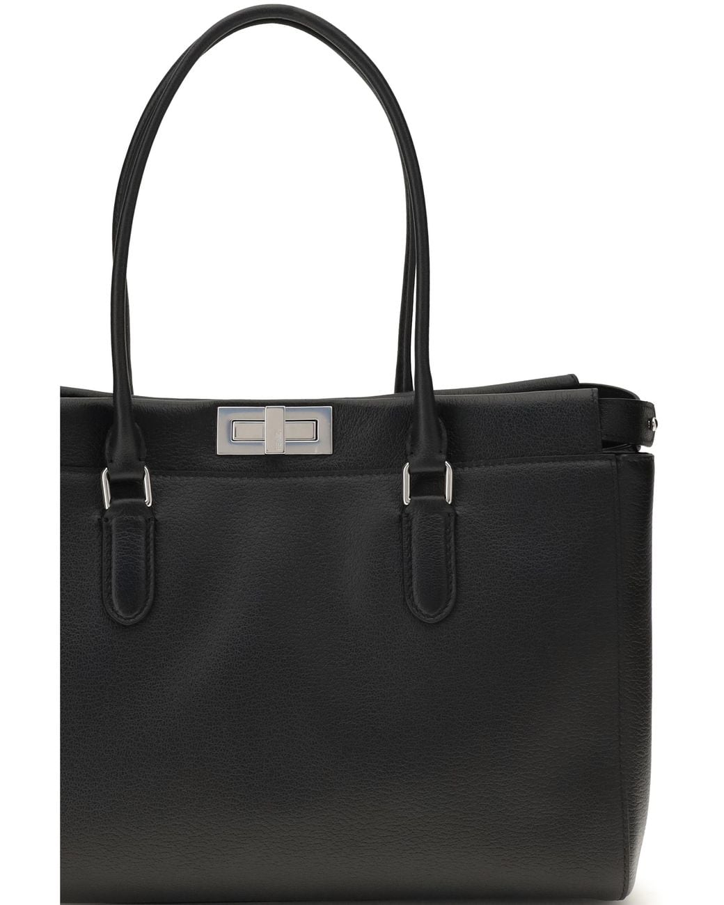 Fendi Black Tote Bag Peekaboo Calfskin Calf Leather