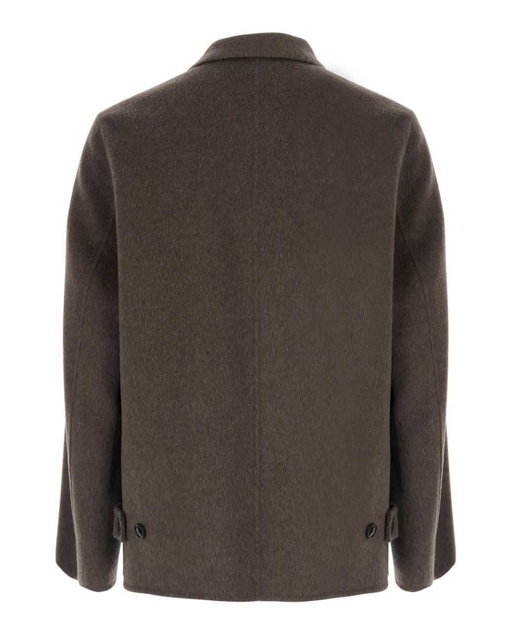 Grifoni Brown Wool-Blend Jacket With Classic Collar And Front Patch Pockets for men