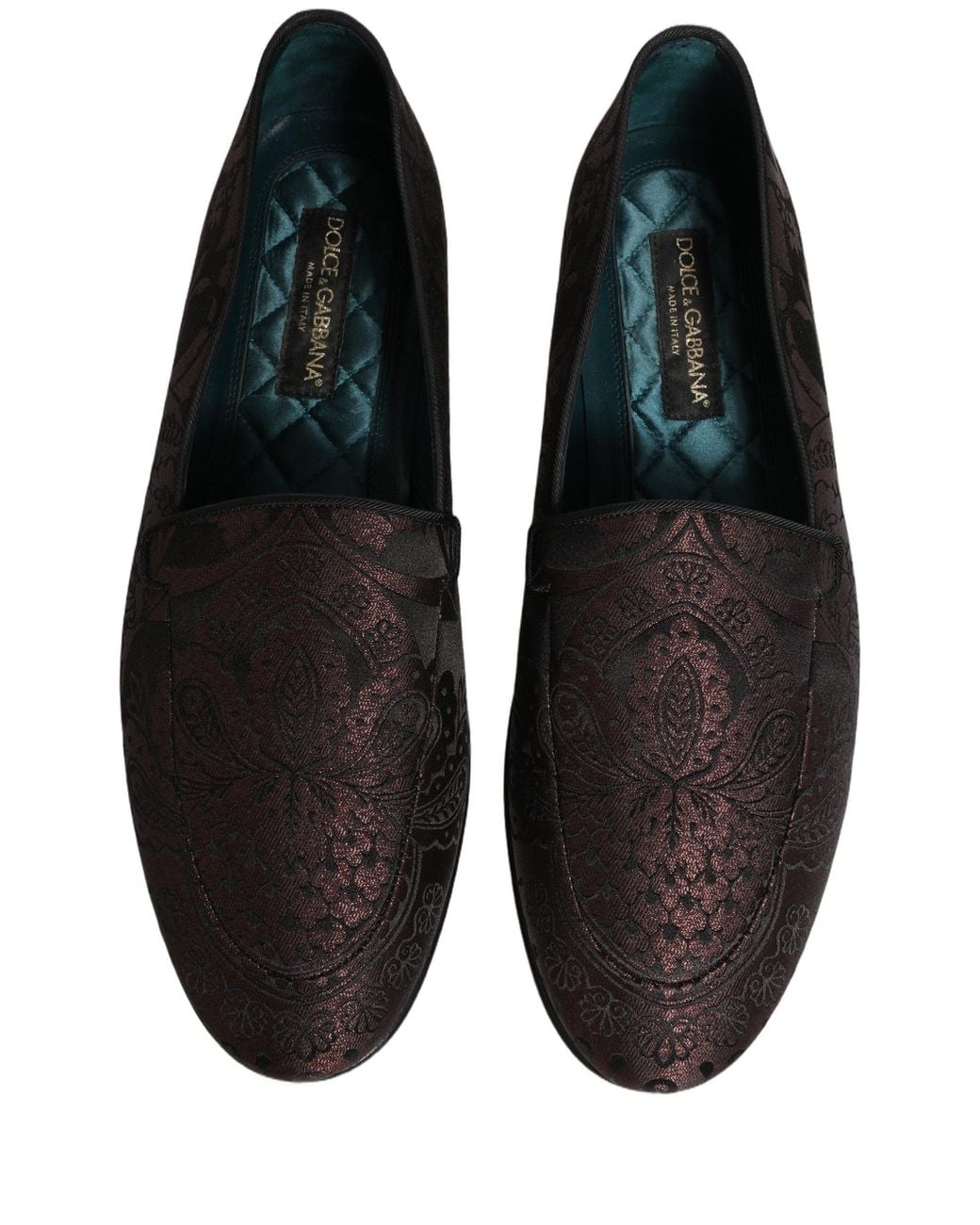 Dolce & Gabbana Black Jacquard Leather Slip On Loafers Shoes for men