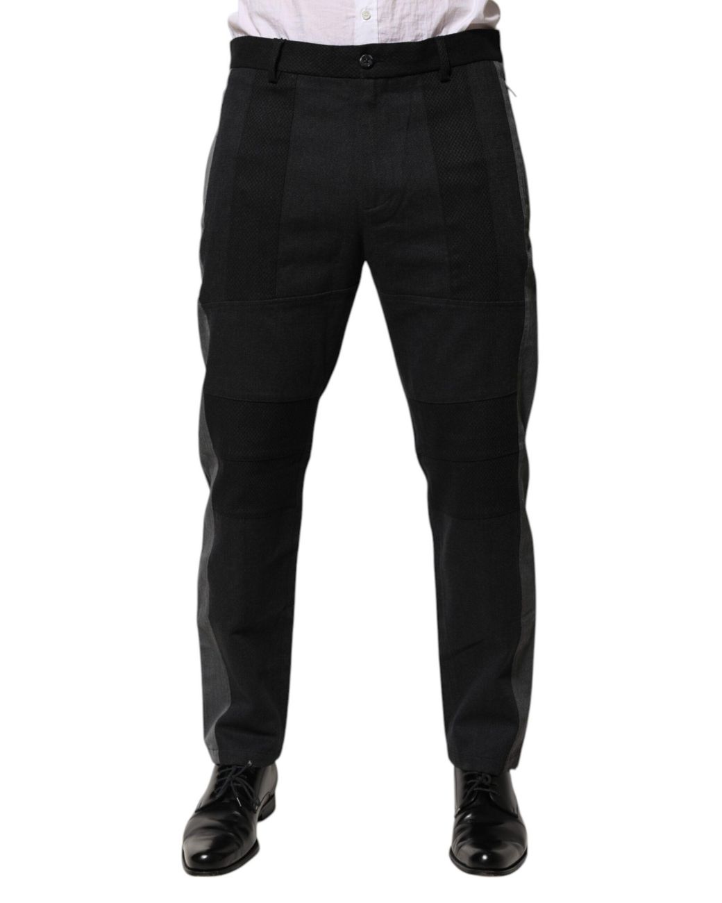 Dolce & Gabbana Black Cotton Dress Formal Trouser Pants And Wool Silk Elastane for men