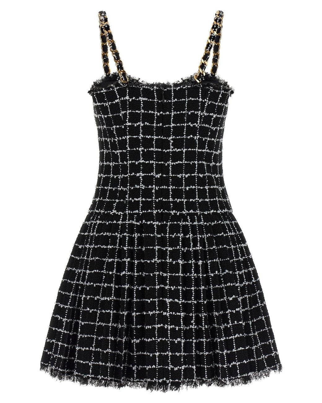 Balmain Black Check Tweed Dress