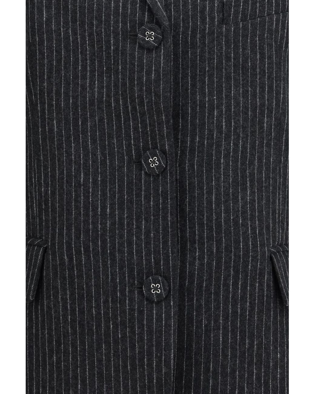 Ganni Black Pinstripe Wool Blazer Ovis Aries Blazers & Vests