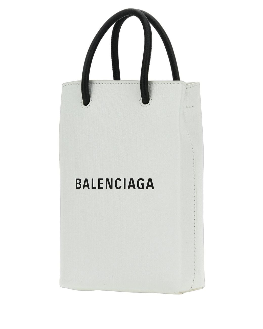 Balenciaga White Balenciaga Logo-Print Squared Calf Mini Bag