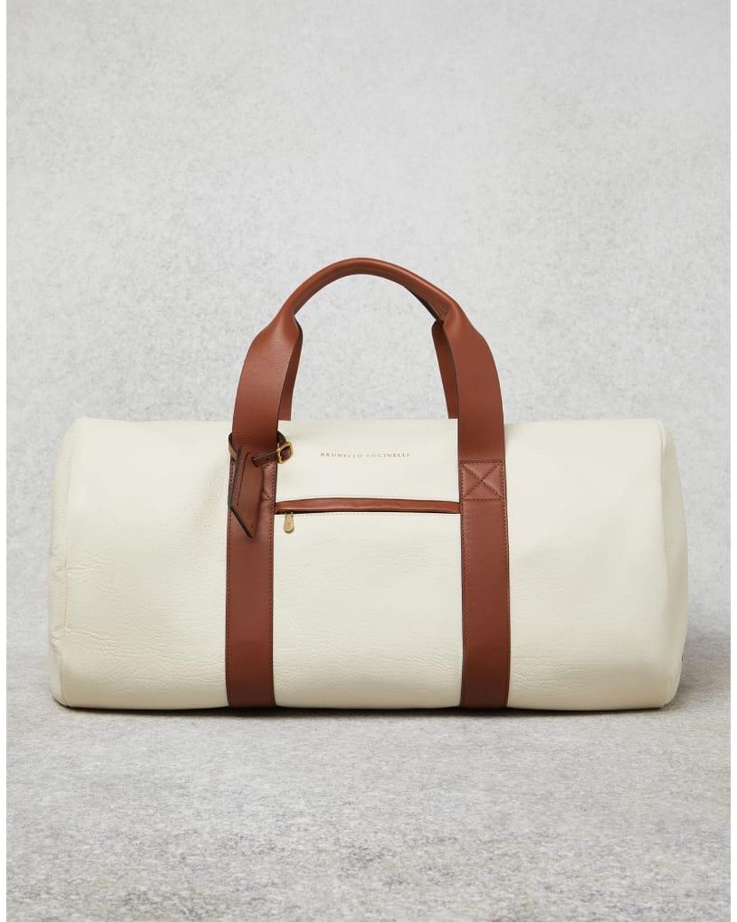 Brunello Cucinelli Metallic Leather Duffle Bag for men