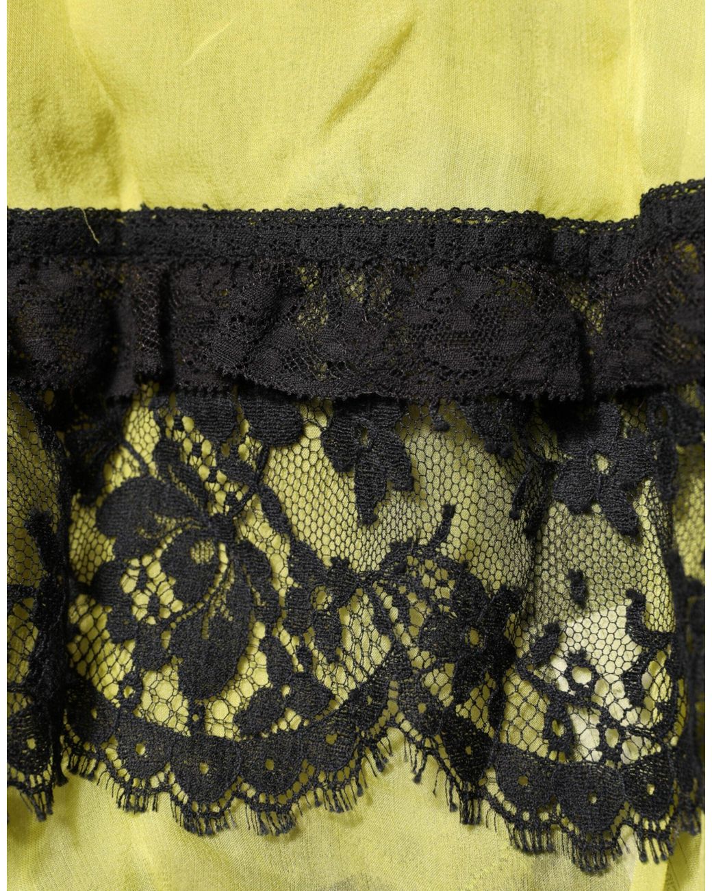 Dolce & Gabbana Green Dolce & Gabbana Lace-Trimmed Silk Babydoll Chemise