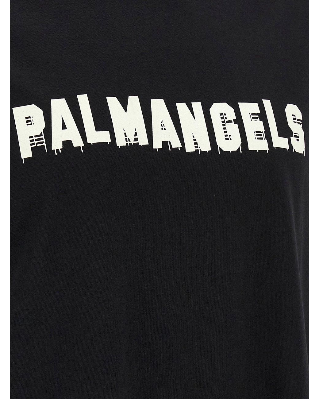 Palm Angels Black Logo-Print T-Shirt for men