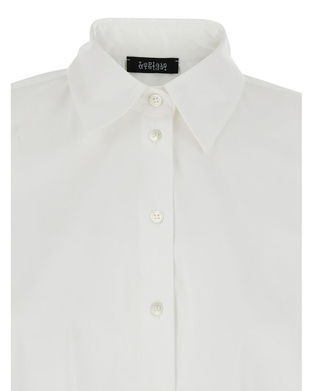 Le Plain White Shirt With Classic Collar And Button Cuffs