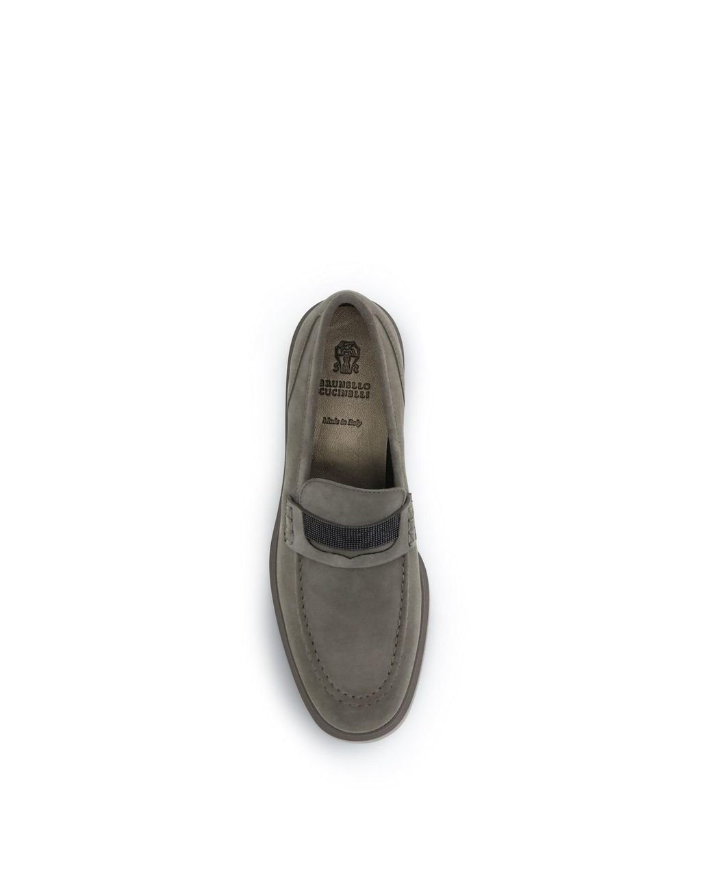 Brunello Cucinelli Gray Leather Loafers
