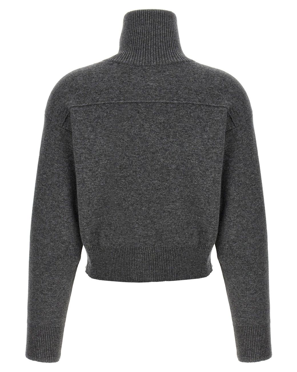 Brunello Cucinelli Gray Wool Zip-Front Crop Cardigan
