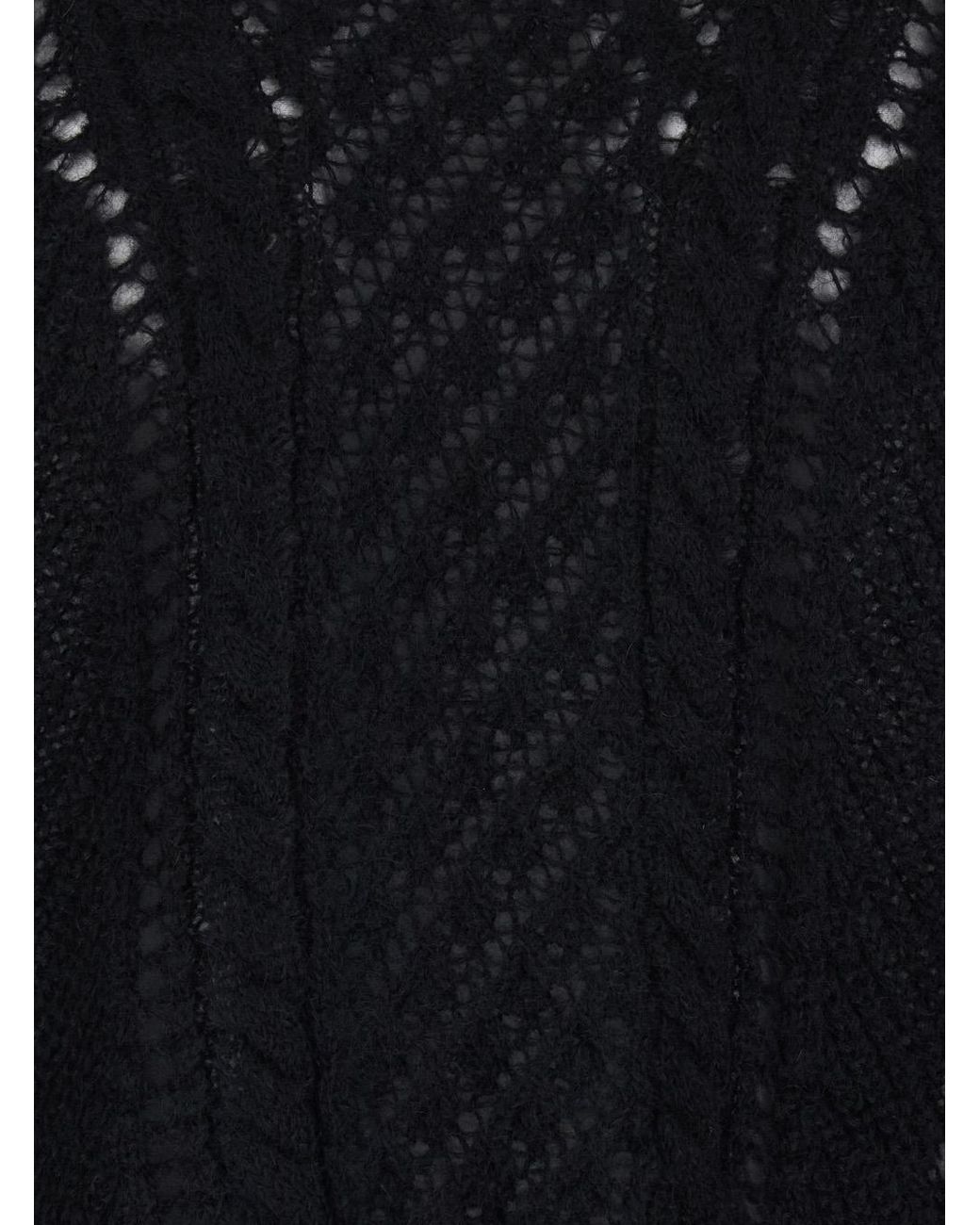 Twinset Black Crewneck Sweater With Logo Plaque On The Rear And Perforated Design