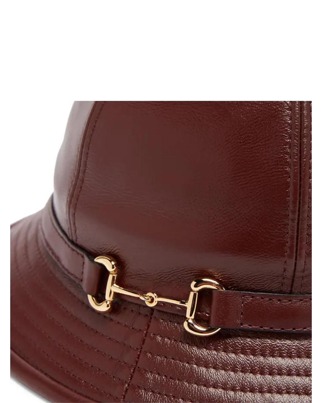 Gucci Brown Horsebit Lambskin Leather Bucket Hat Accessories Beanies for men