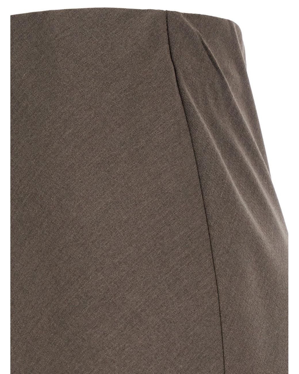 Le Plain Brown Long Skirt With Side Hook And Loop Closure