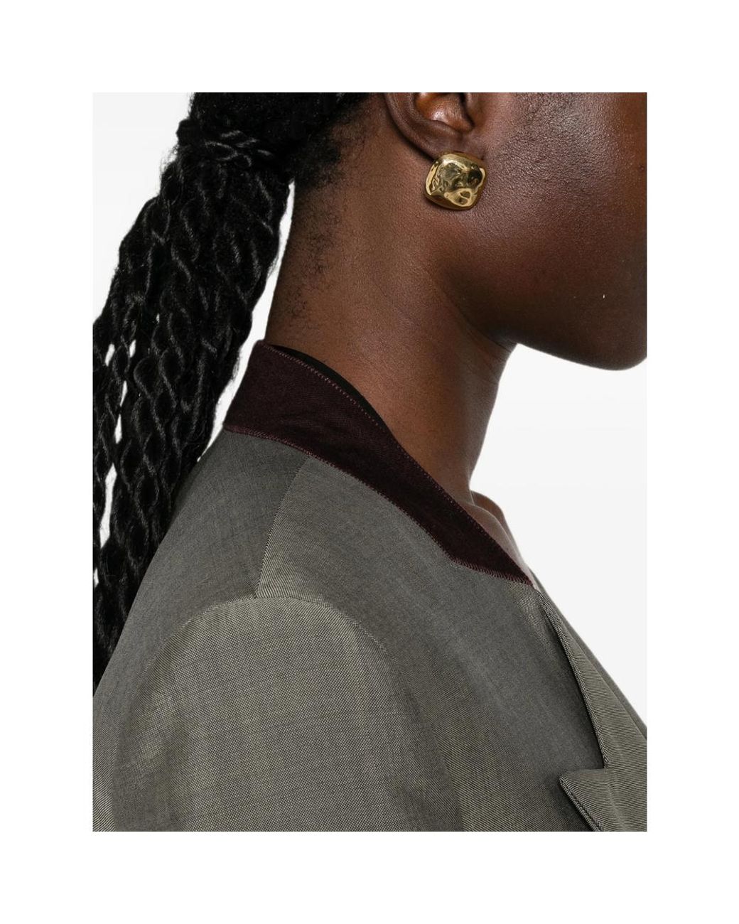 Victoria Beckham Gray Double-Breasted Wool-Mohair Jacket