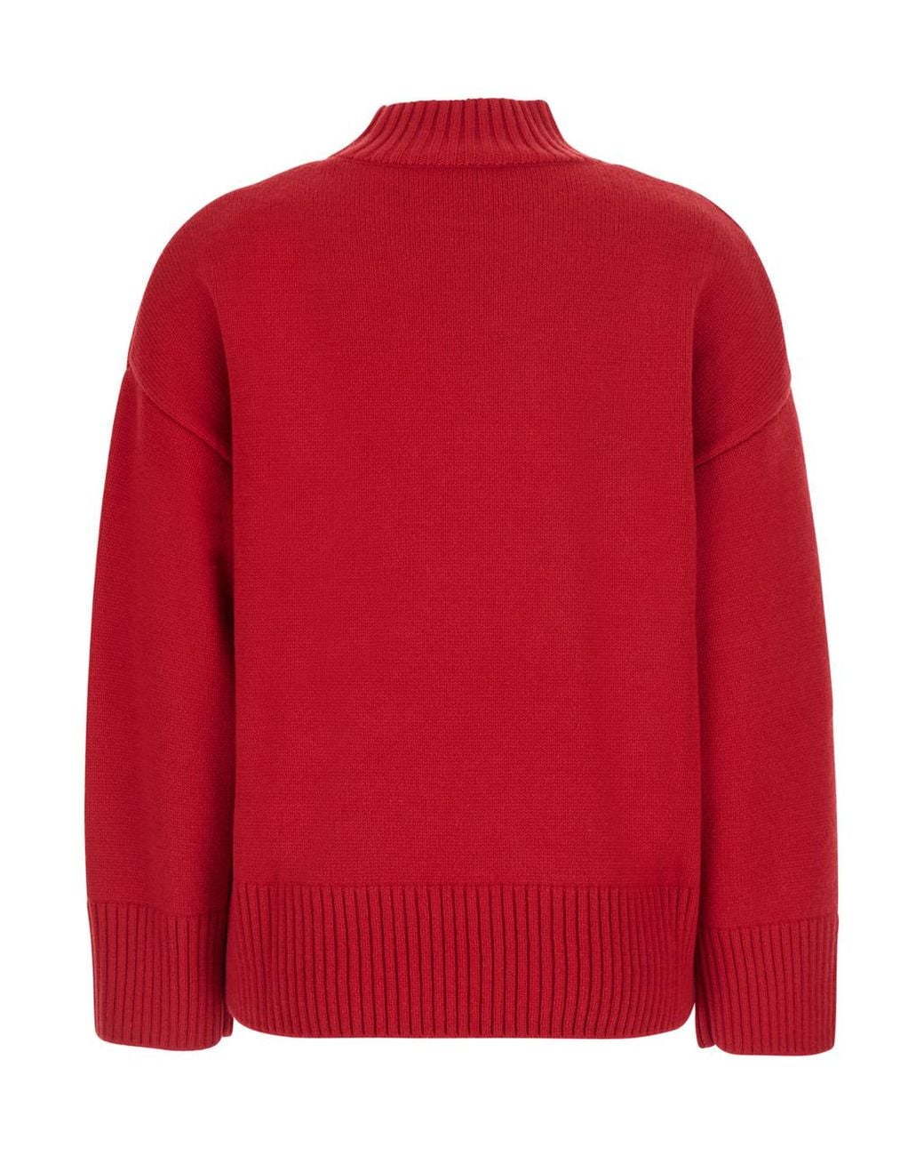 Le Plain Red Mock Neck Cashmere Sweater Top