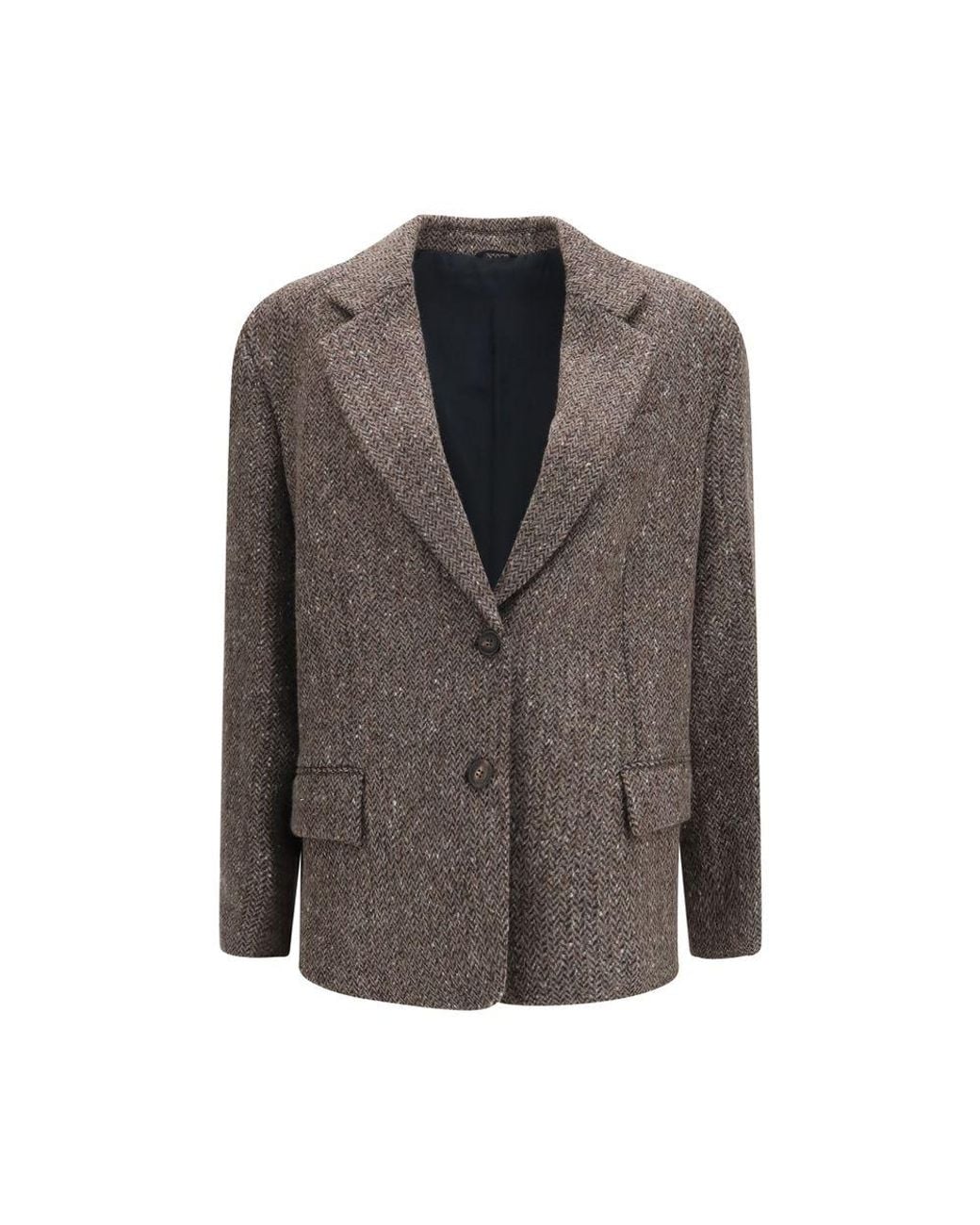 Brunello Cucinelli Brown Wool Oves Aries Biker Jacket
