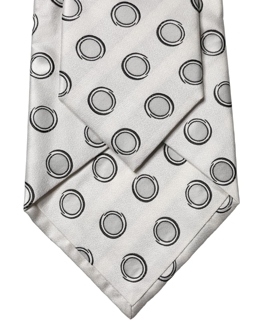 Dolce & Gabbana White Polka Dot Silk Adjustable Necktie Tie