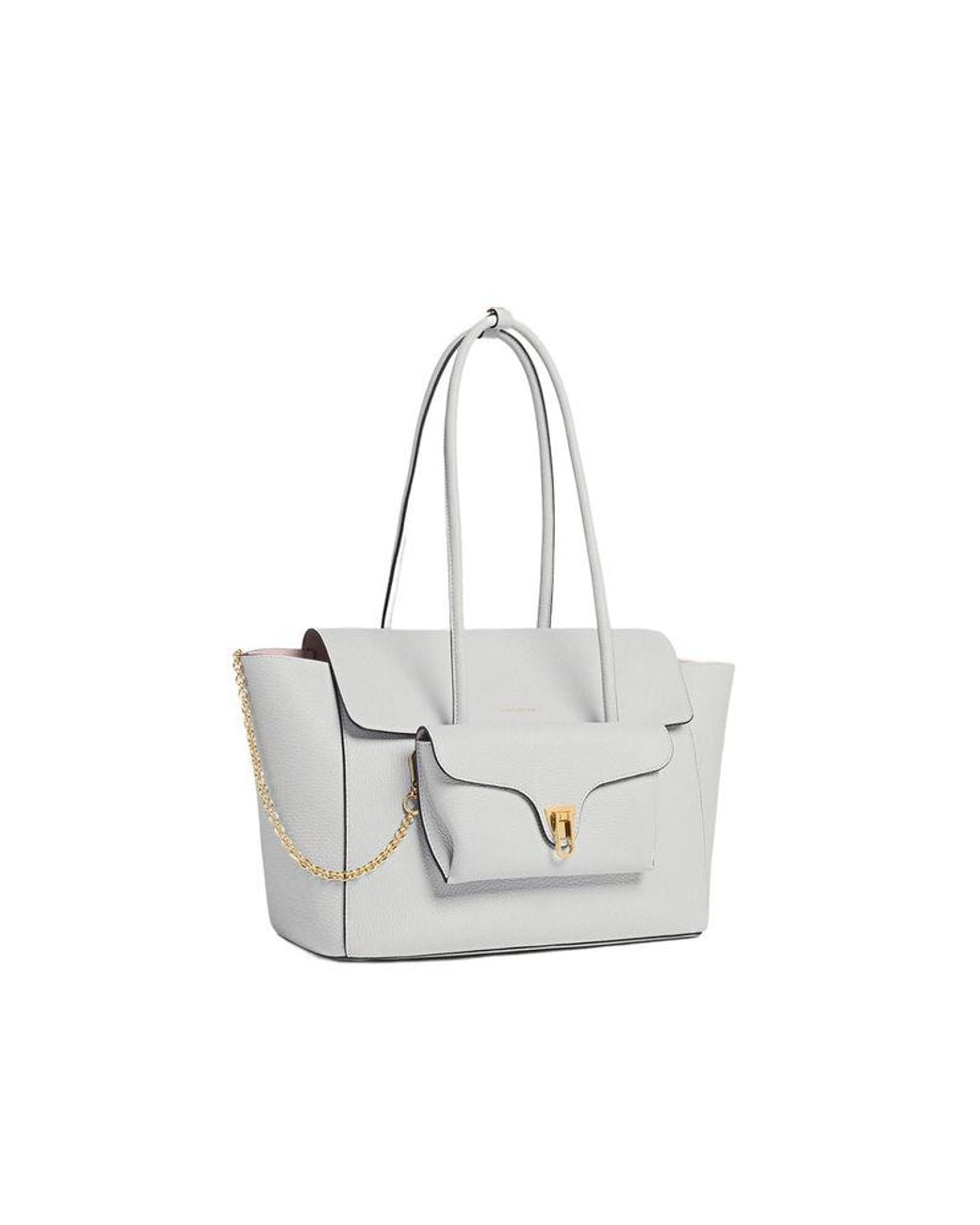 Coccinelle White Shopper Bag Bovine Leather