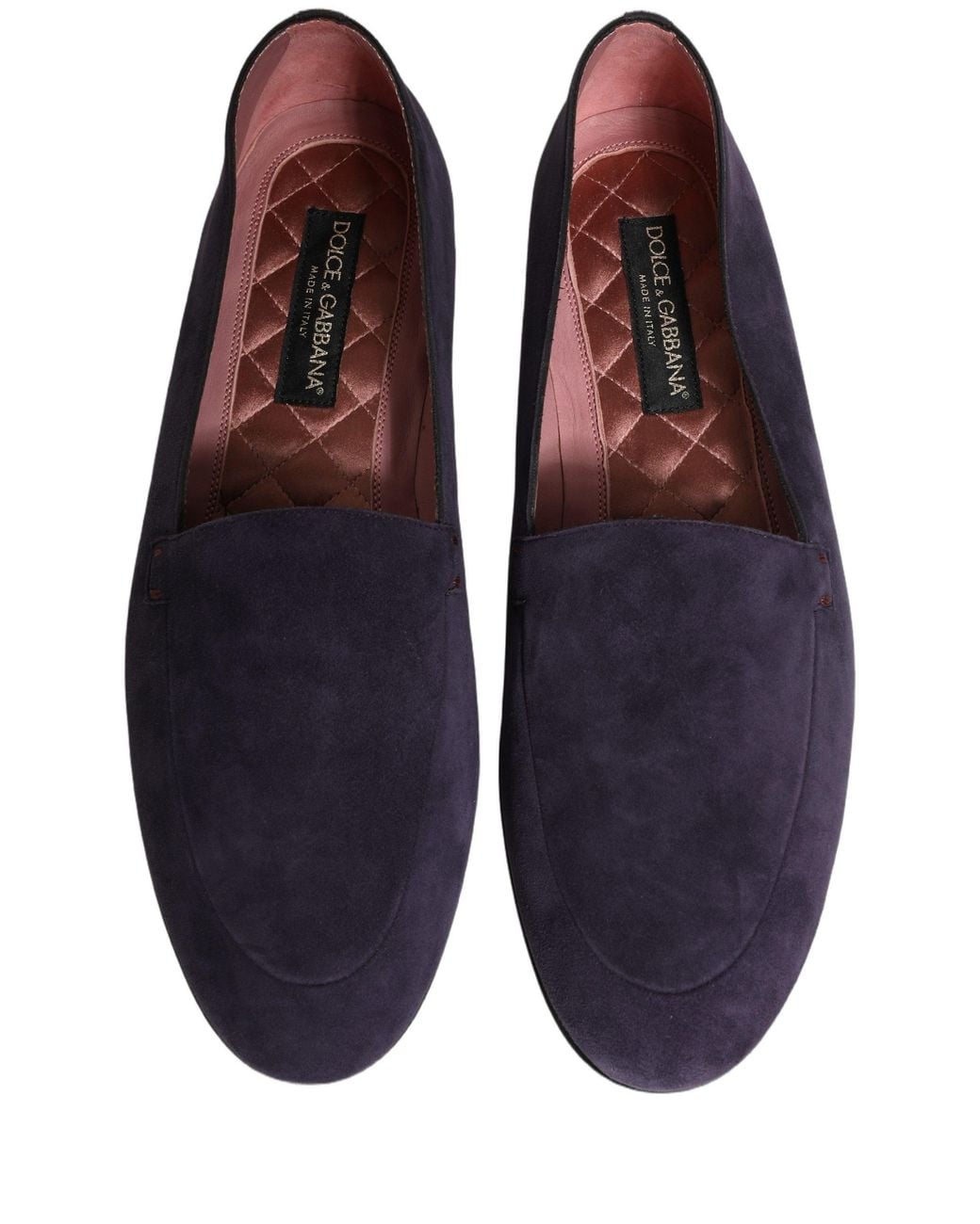 Dolce & Gabbana Pink Velvet Slip On Flats Loafers Shoes Leather for men
