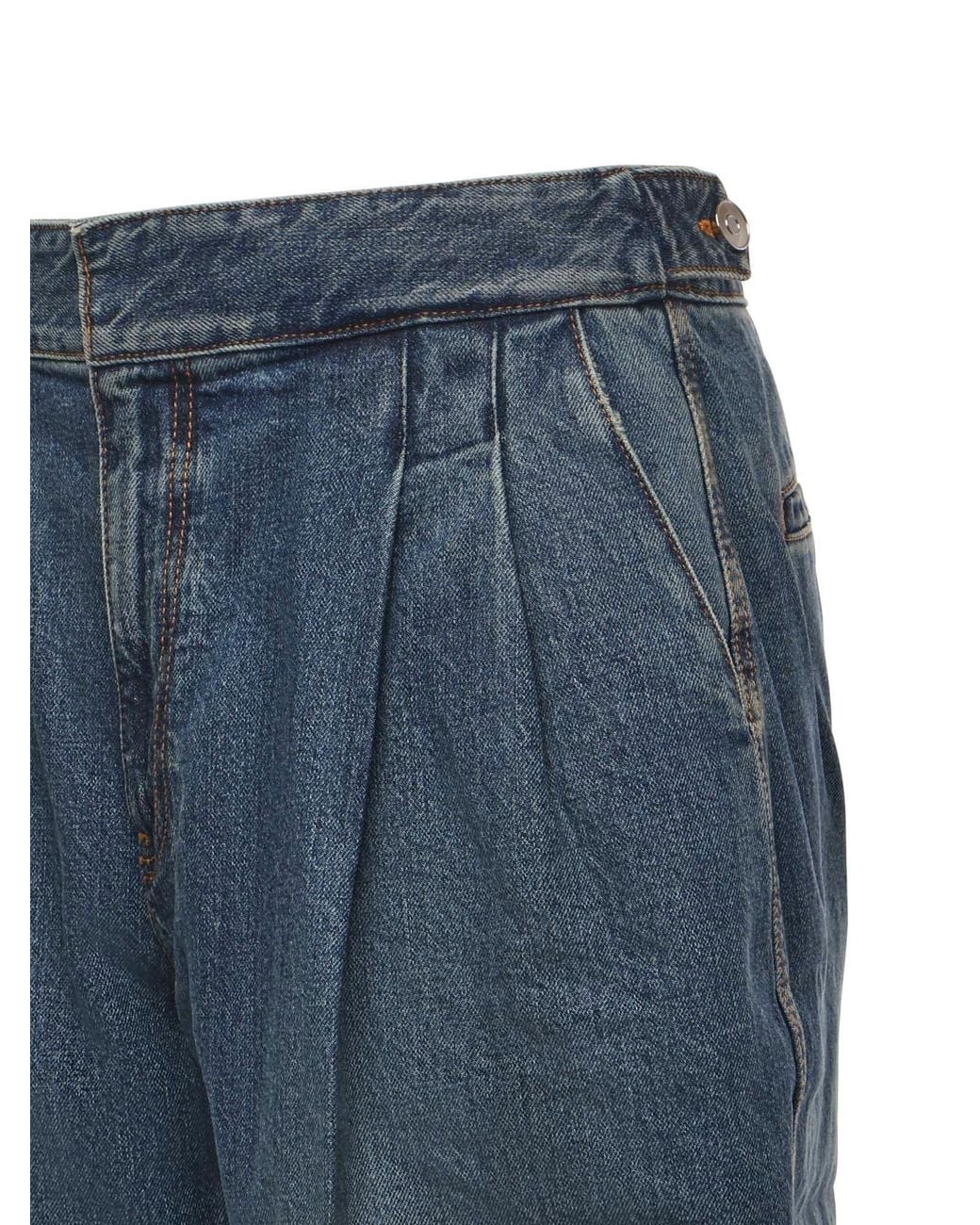 Alaïa Blue Denim Pleated Jeans