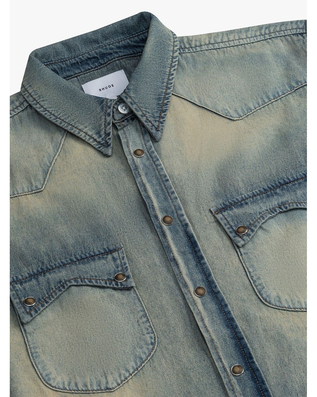 Rhude Blue Western Denim Shirt for men