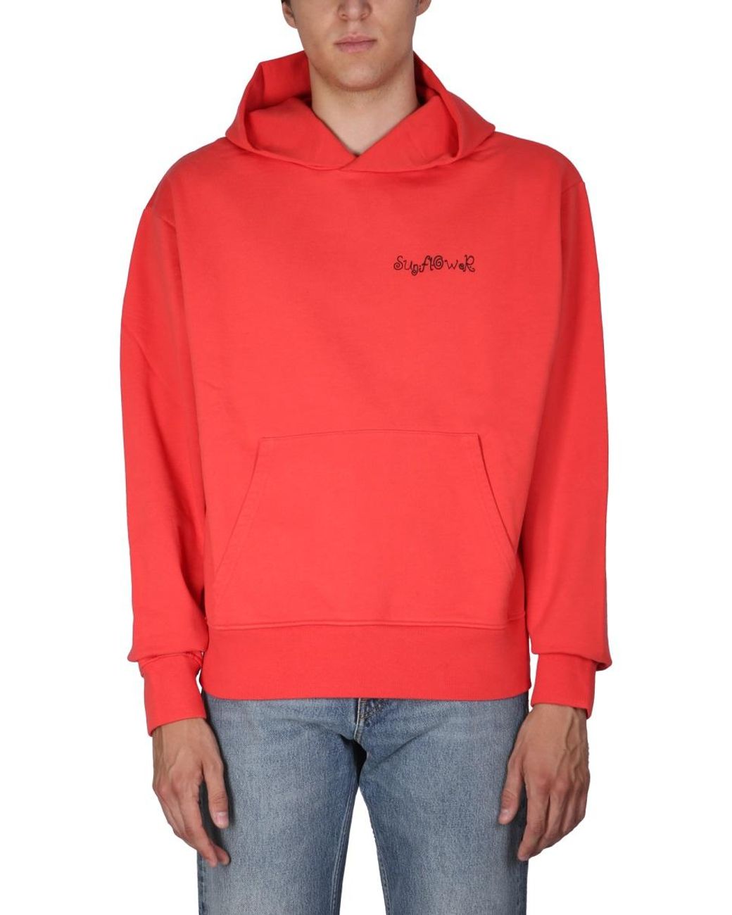 sunflower Red Sweatshirt With Logo Embroidery for men