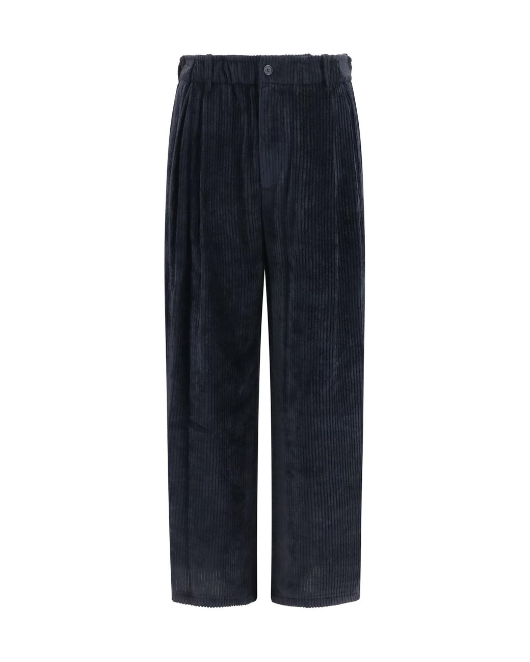 Giorgio Armani Blue Wide-Leg Ribbed Viscose Velvet Pants for men