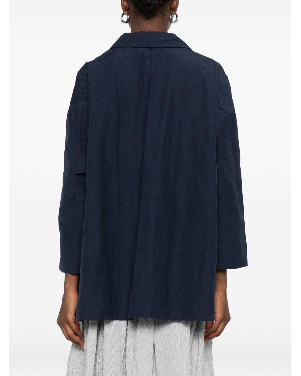 Apuntob Blue Cotton Blend Blazer Jacket