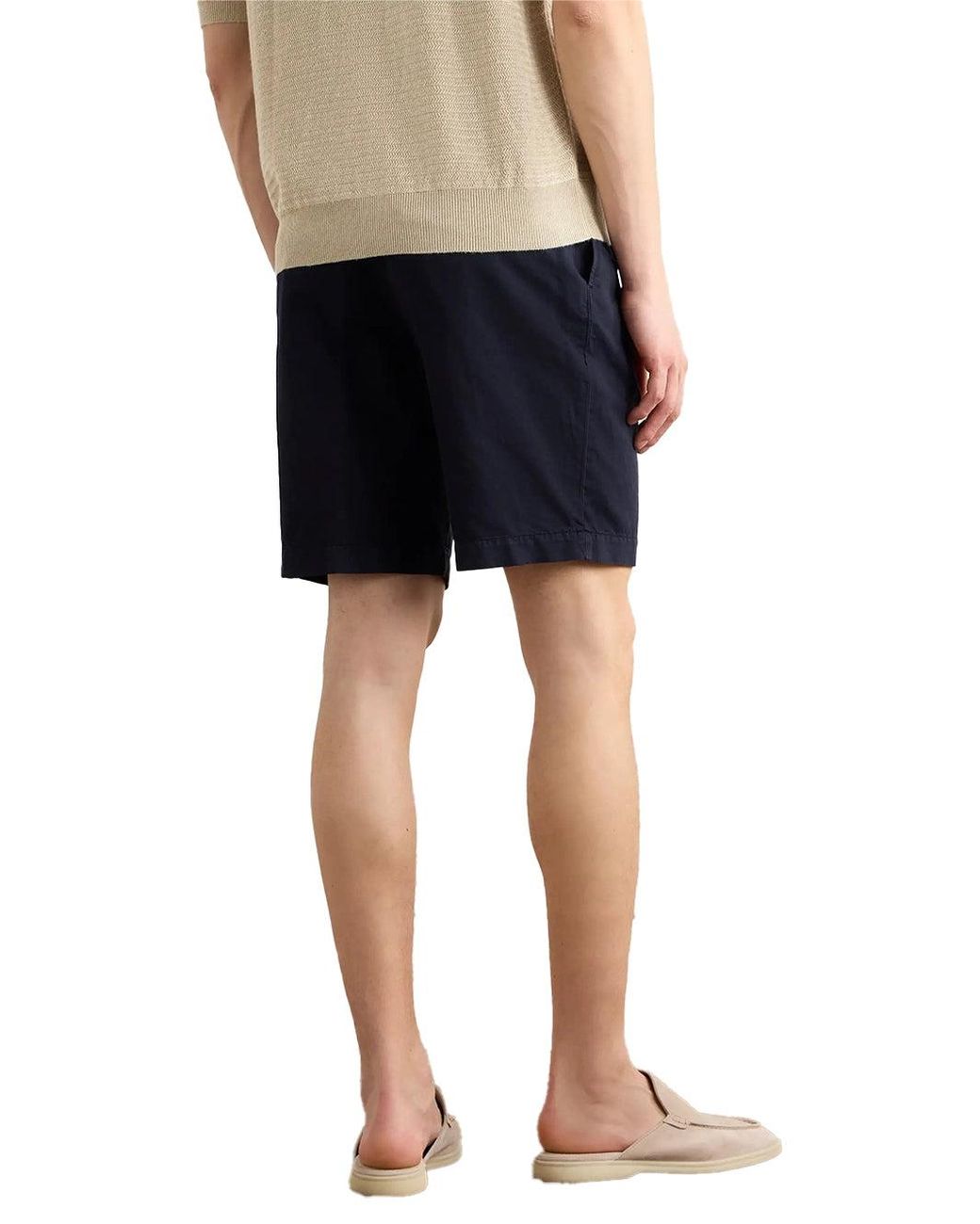 Zegna Blue Straight-Leg Pleated Shorts for men