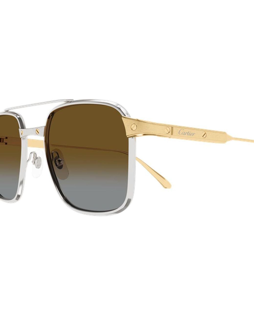 Cartier Brown Cartier Eyewear Ct0610S003 Rectangle Bar Sunglasses