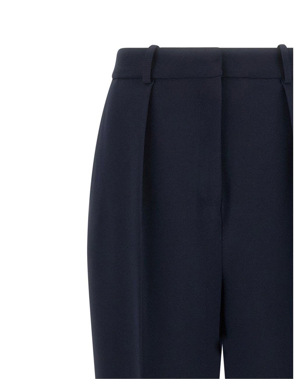 Elisabetta Franchi Blue High-Waist Crepe Trousers
