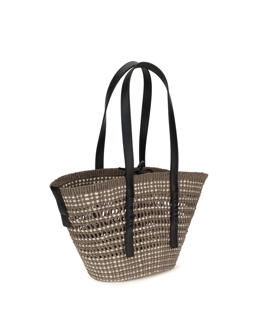 Loewe Black Shoulder Bag Braid Basket — Iraca Palm & Calfskin Straw; Other Materials Bucket
