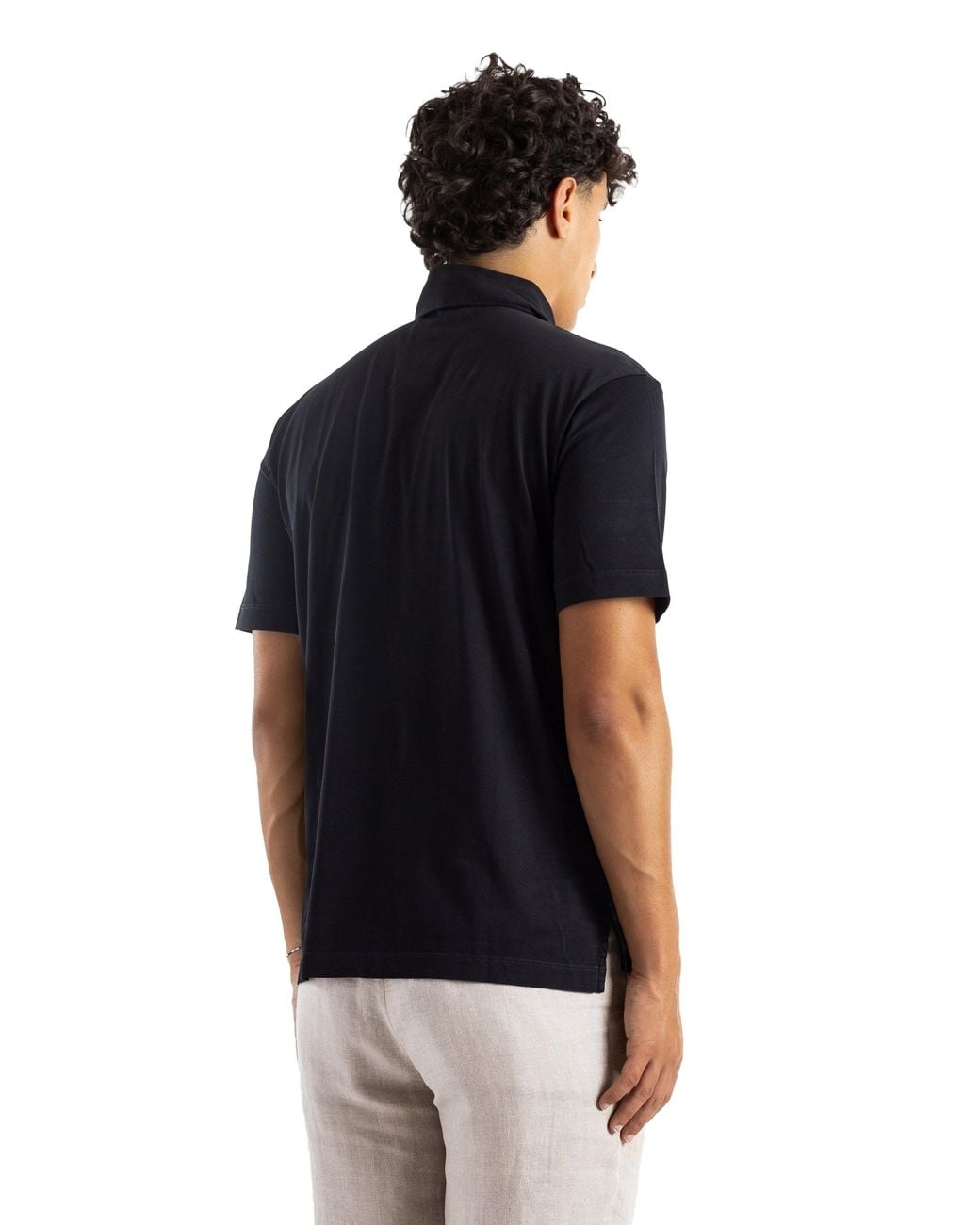 Handvaerk Black Handvaerk Pima Cotton Short-Sleeved Polo Shirt for men