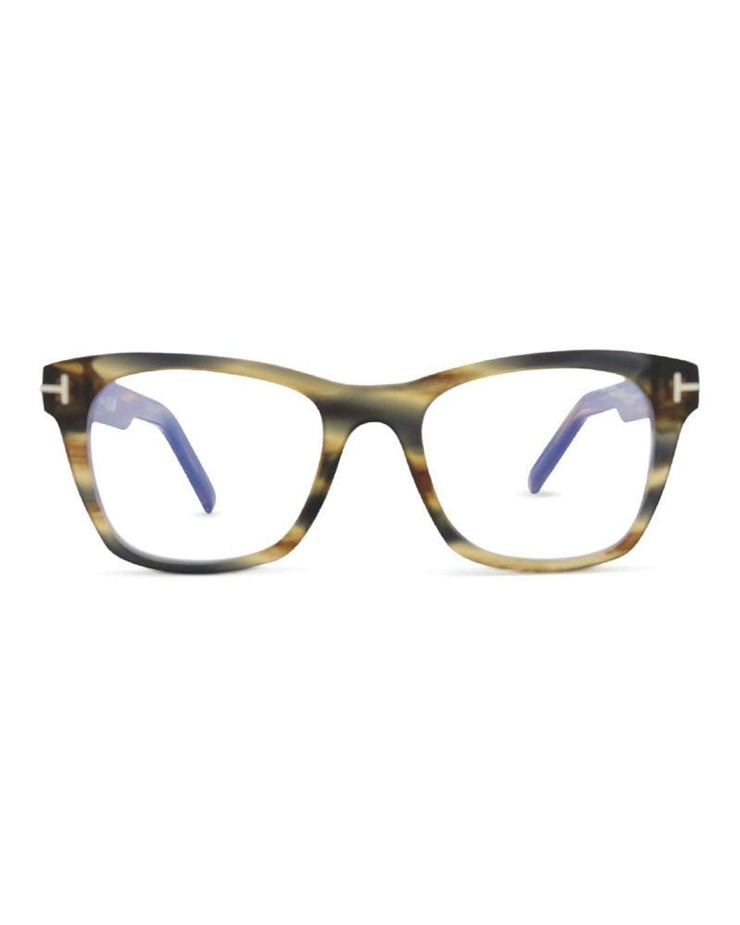 Tom Ford Brown Eyeglasses Square Full Rim, Havana Frame And Clear Light Block Lens Ft5886-B045 Sunglasses for men