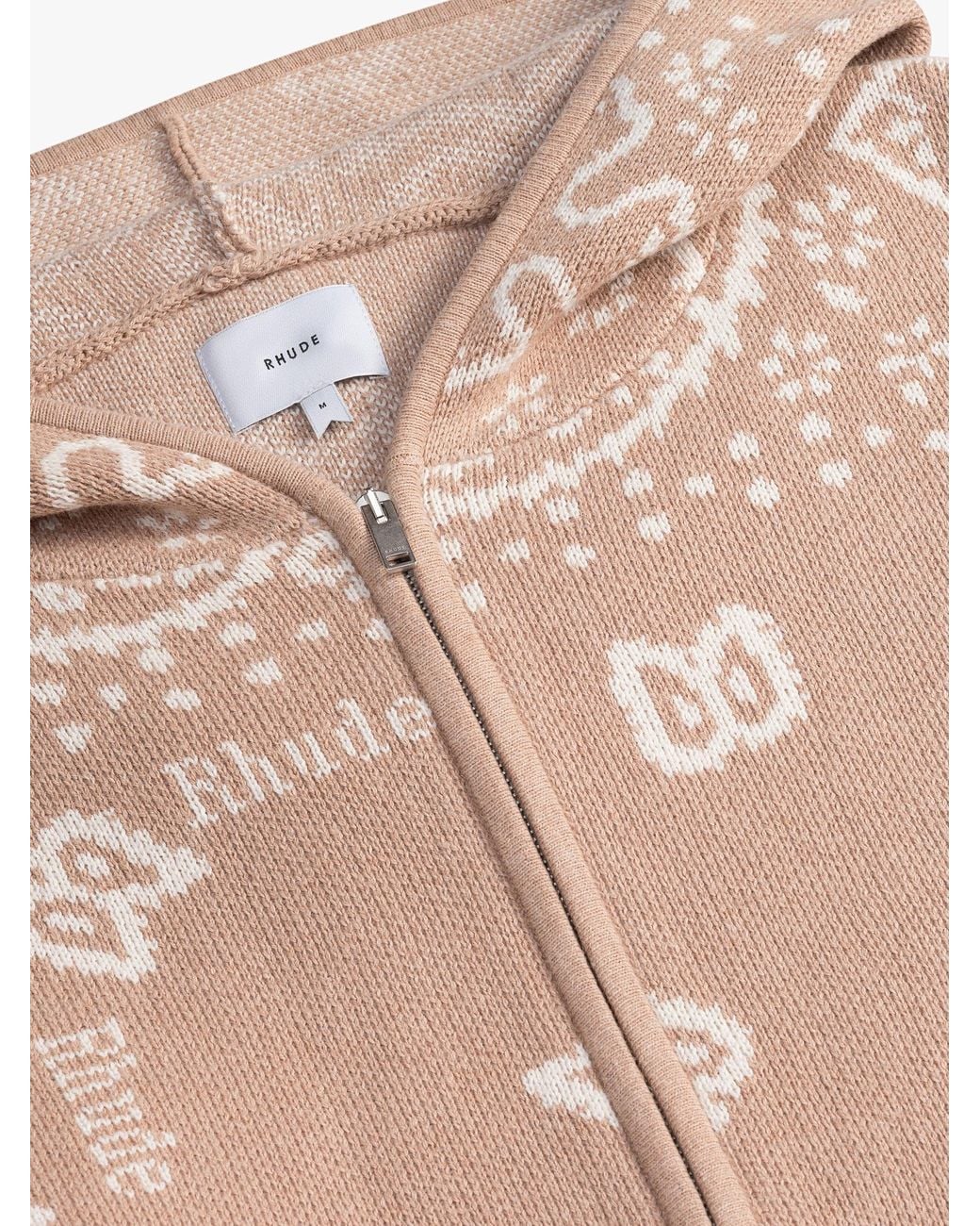 Rhude Natural Cashmere Blend Bandana Knit Hoodie Clothing for men