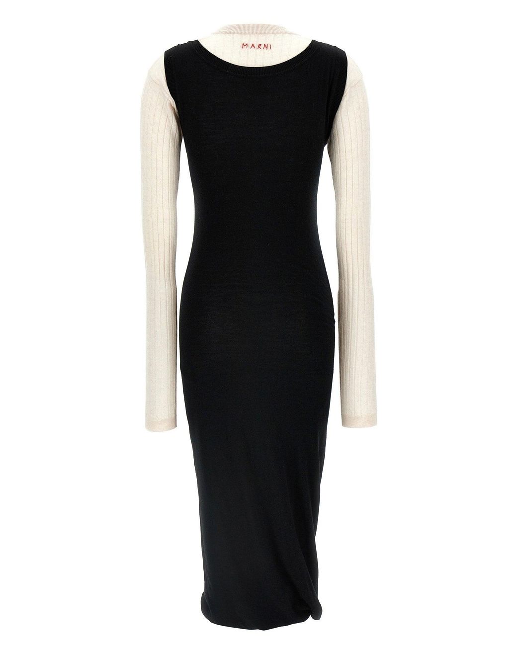 Marni Black Wool Multi-Layered Dress