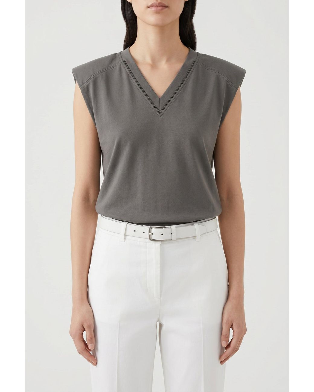 Brunello Cucinelli Gray Dark Sleeveless Shirt