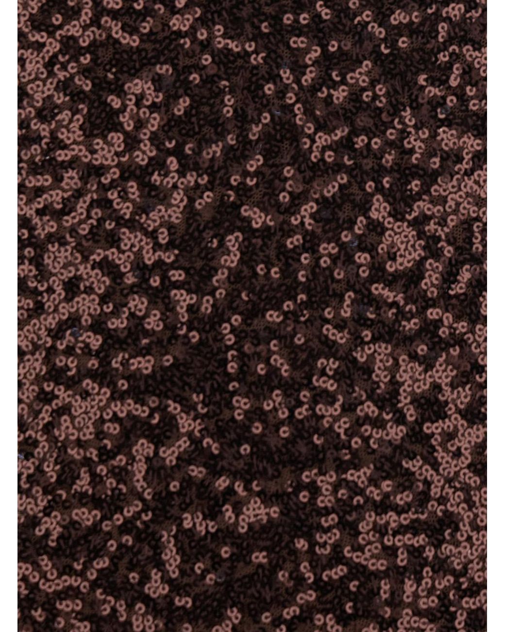 Le Plain Brown Long Dress Plain With Straps And All-Over Applied Sequins Fabric For