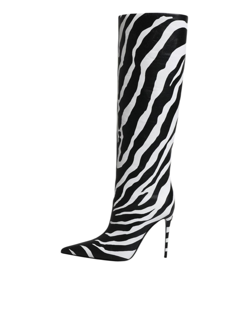 Dolce & Gabbana Black Dolce & Gabbana Zebra-Print Lamb Leather Boot