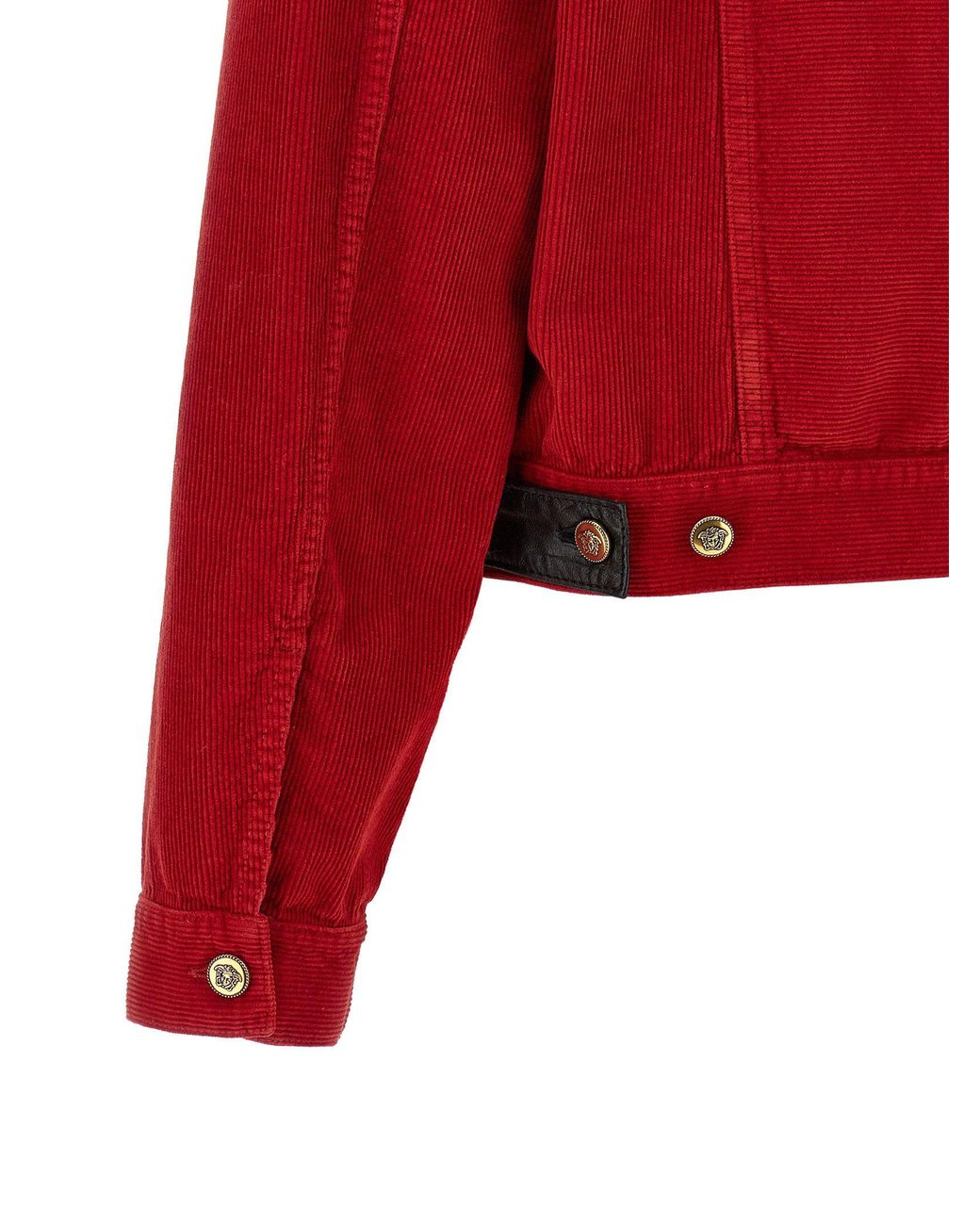 Versace Red Corduroy With Leather Collar Jacket