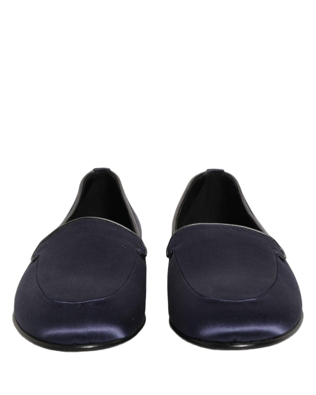 Dolce & Gabbana Black Satin Logo Slip On Flats Loafers Shoes Leather for men