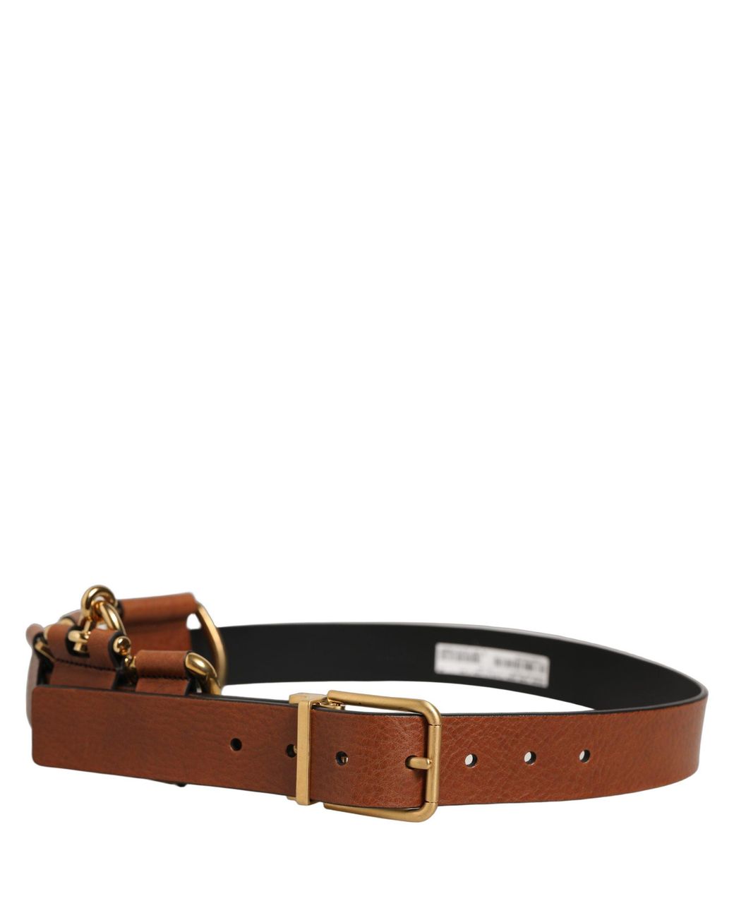 Dolce & Gabbana Brown Leather Metal Rings Buckle Belt for men