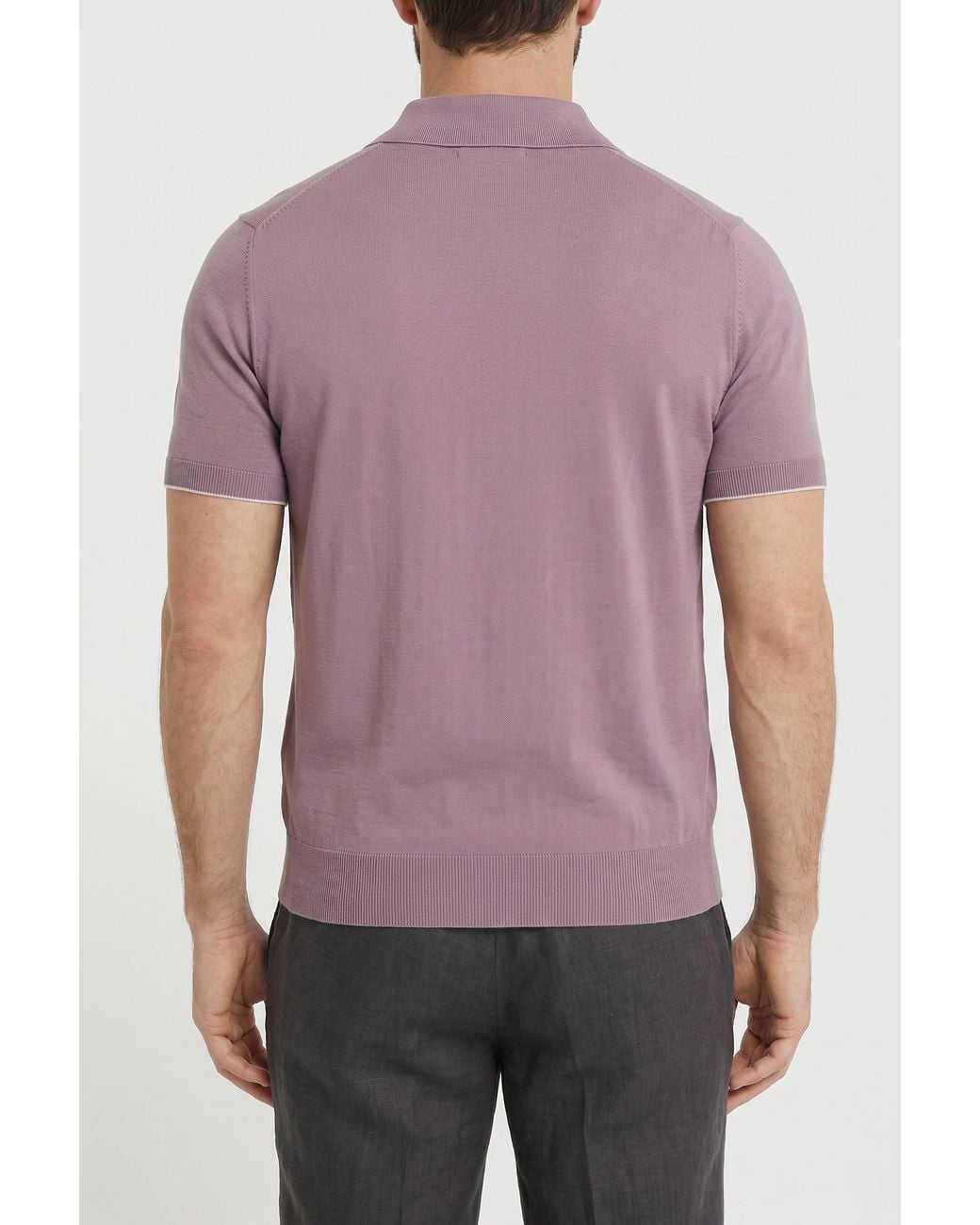 Brunello Cucinelli Purple Light Cotton Polo Shirt for men