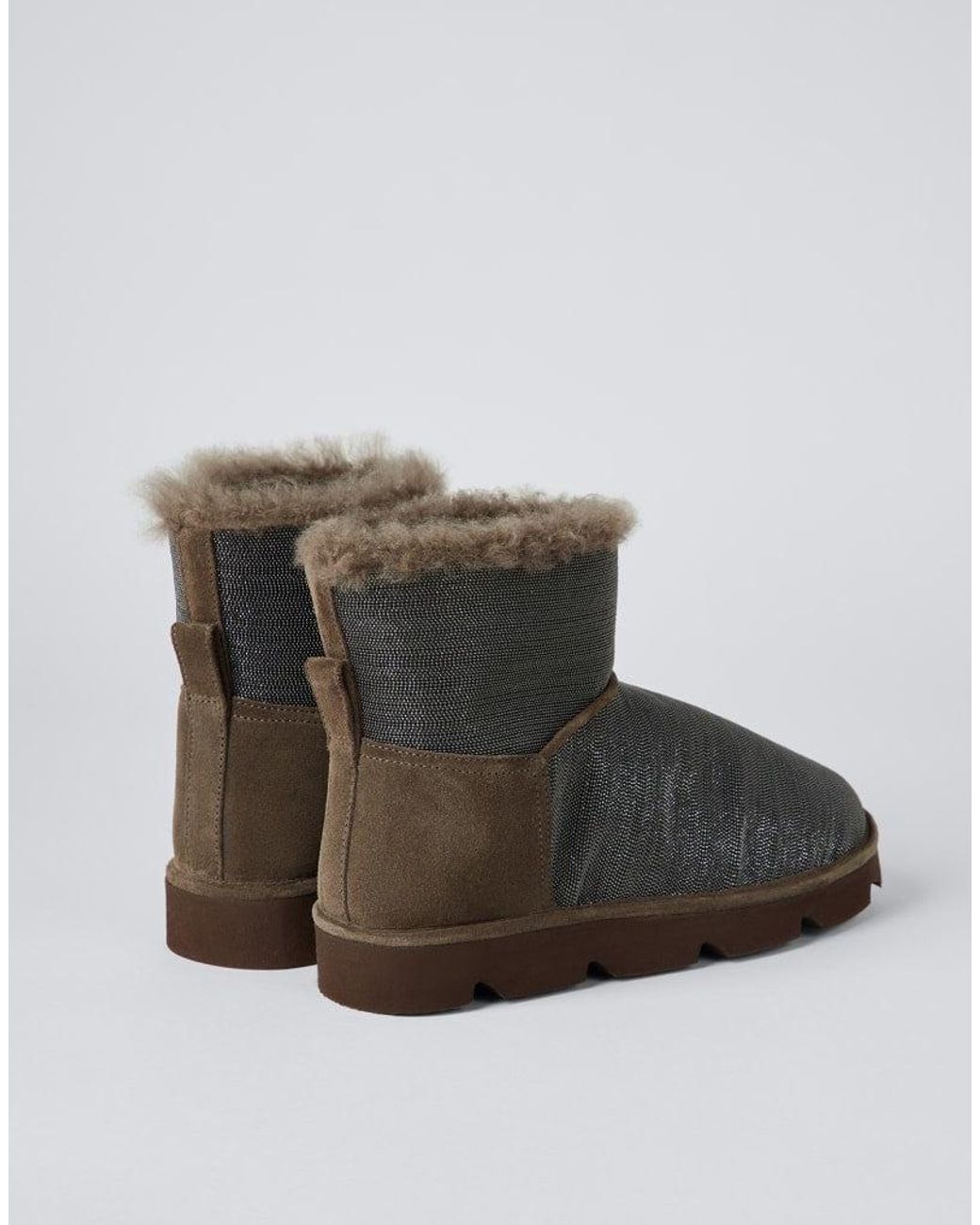 Brunello Cucinelli Multicolor Peat Shearling Lined Ankle Boots