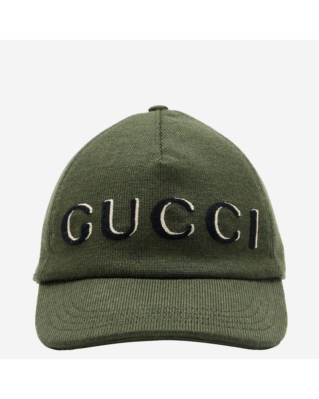 Gucci Green Wool Baseball Cap With Logo Hat for men