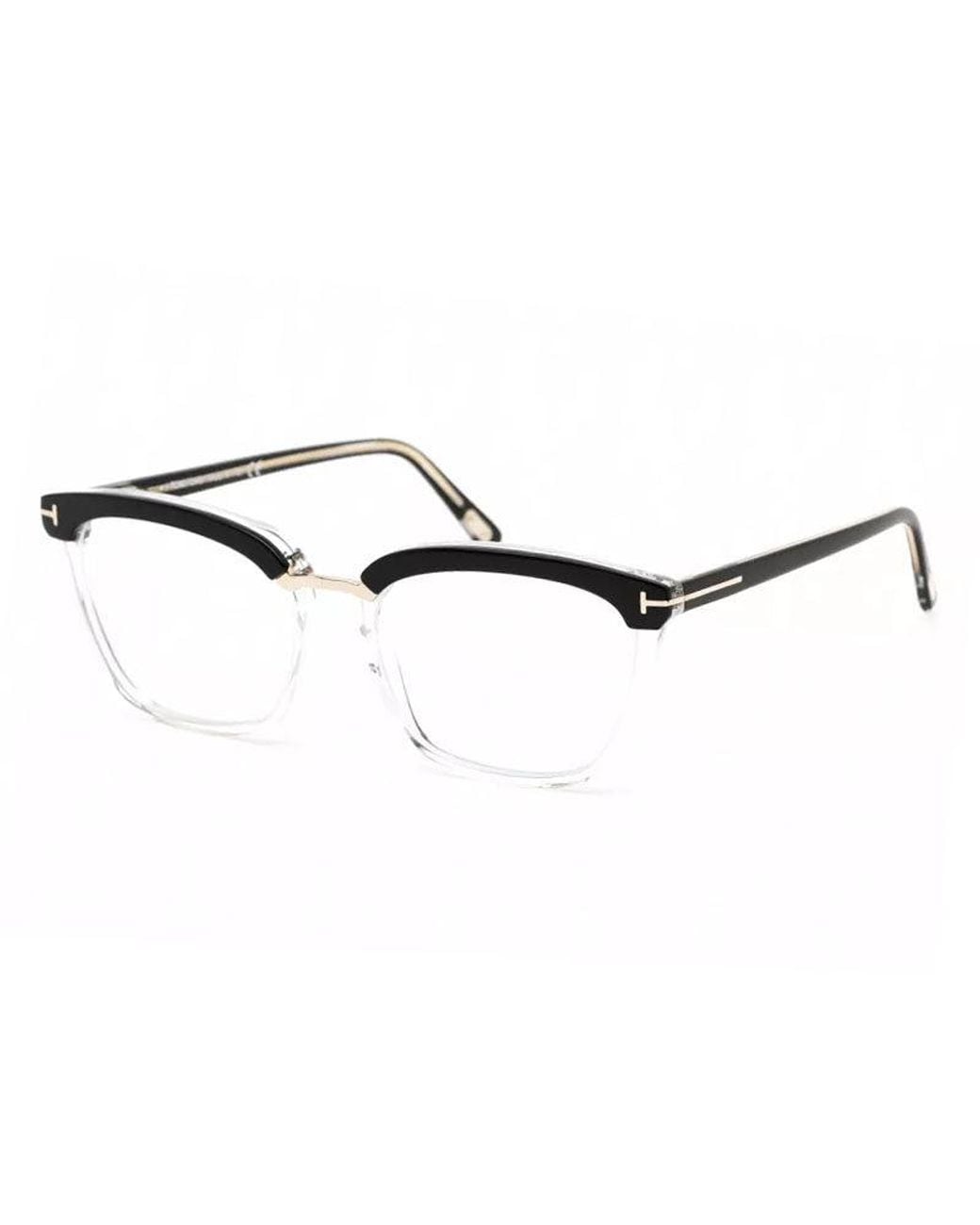 Tom Ford Metallic Eyeglasses Square Full Rim, Frame And Clear Demo Lenses Lens Ft5550-B005