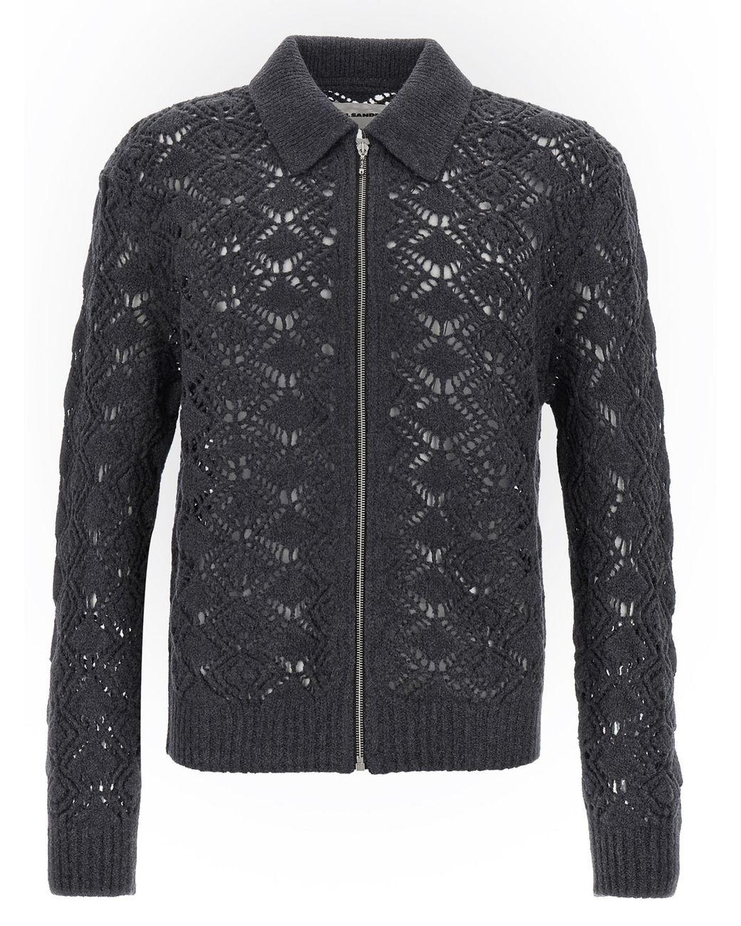 Jil Sander Black Openwork Wool Cardigan Virgin Sweater, Cardigans for men