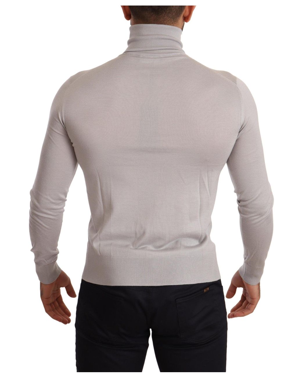 Dolce & Gabbana Gray Cashmere Turtleneck Pullover Sweater Silk Clothing for men