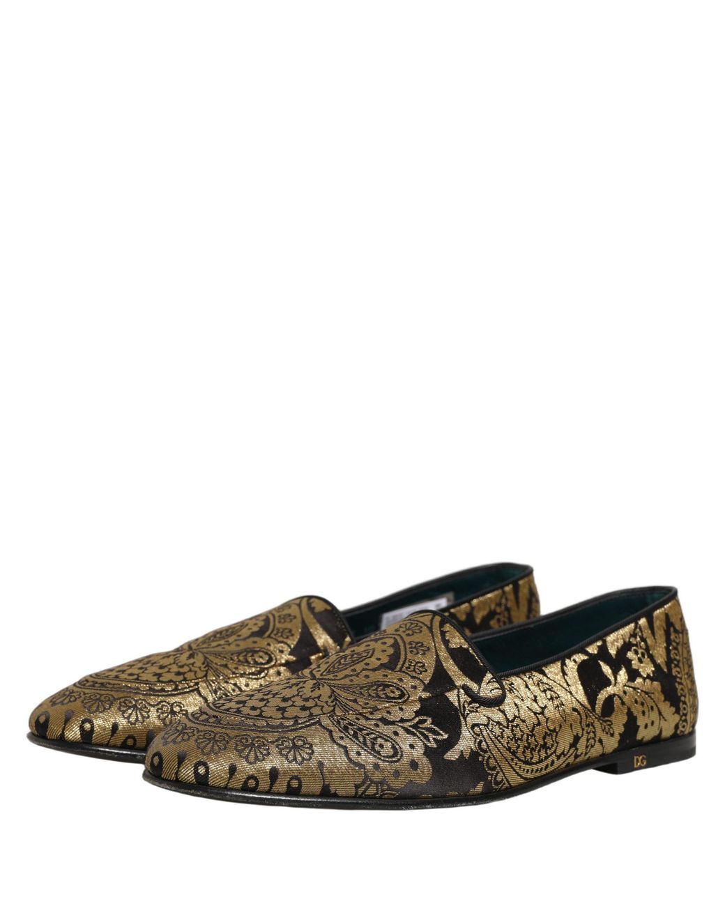 Dolce & Gabbana Black Jacquard Leather Slip On Loafers Shoes for men