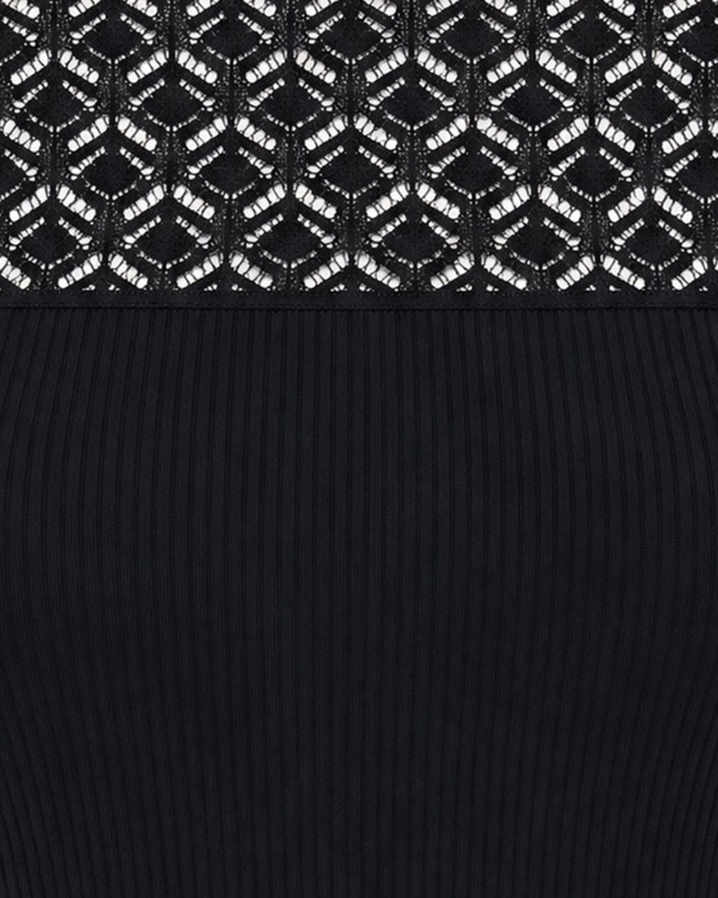 Patrizia Pepe Black Knit Lace-Effect Top Sweater